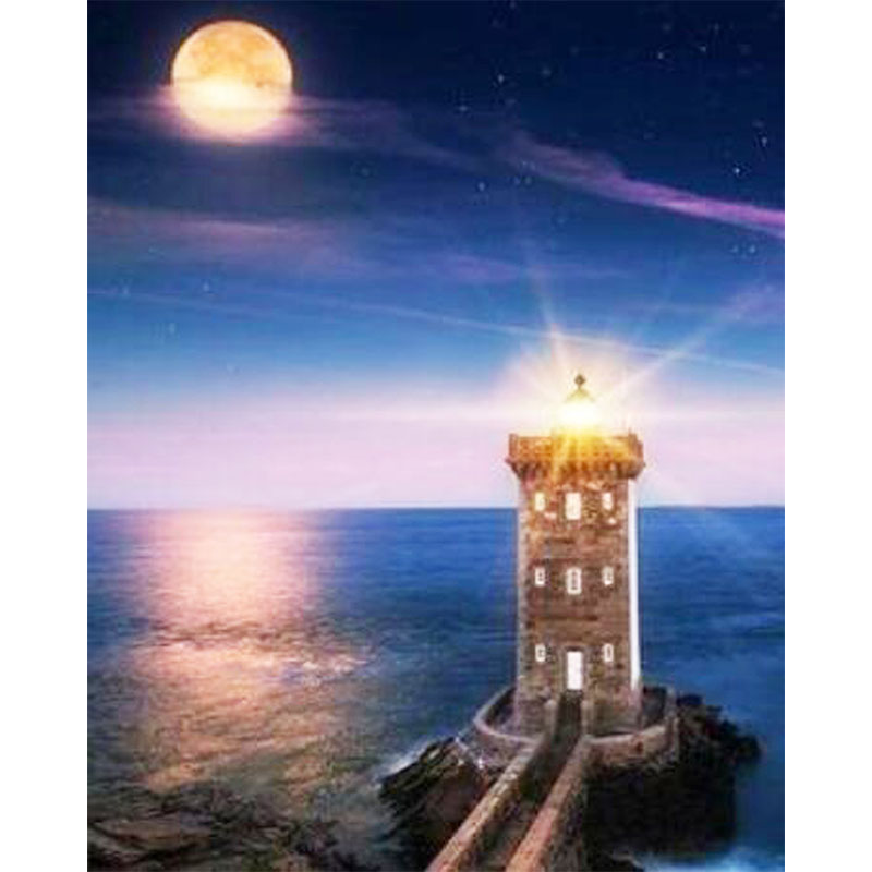 Amazing Lighthouse and the Moon