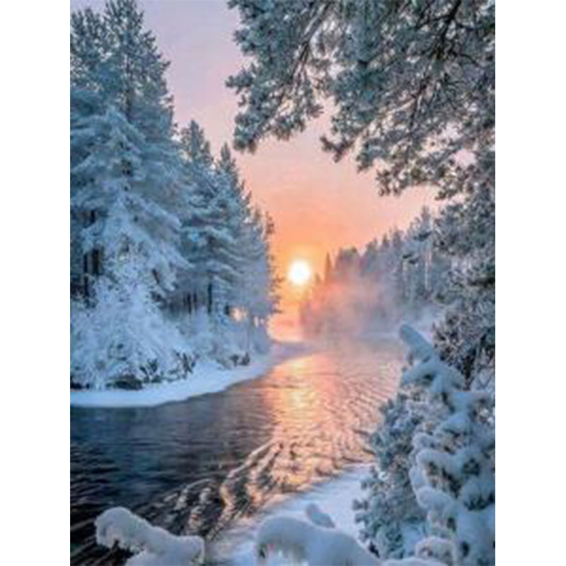 Frozen River and Sunset
