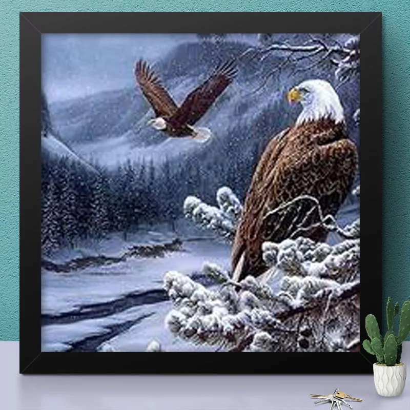 Eagle is flying On Waterfall