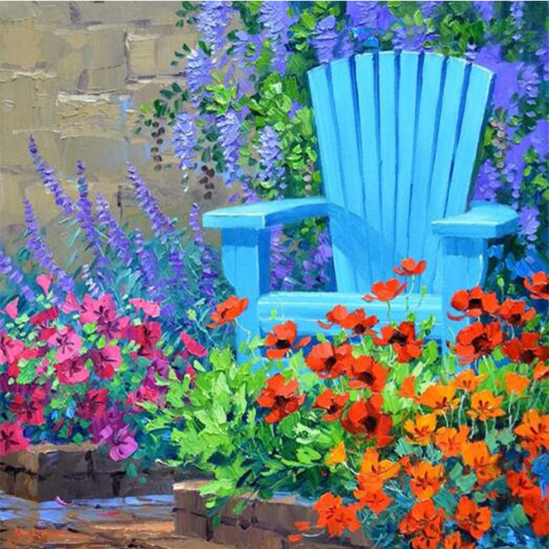 Colorful Flowers And Chair