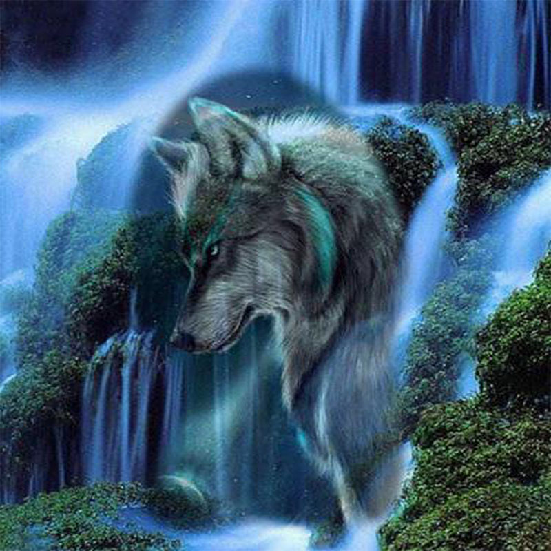 Wolf And Waterfall