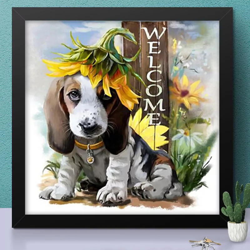 Cute Dog with Sunflower Crown