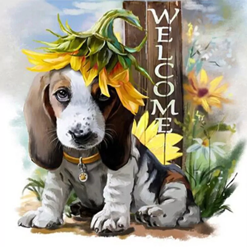 Cute Dog with Sunflower Crown
