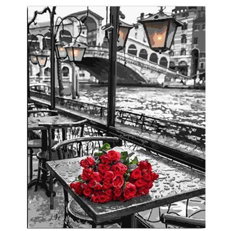 Red Flowers in the Restaurant