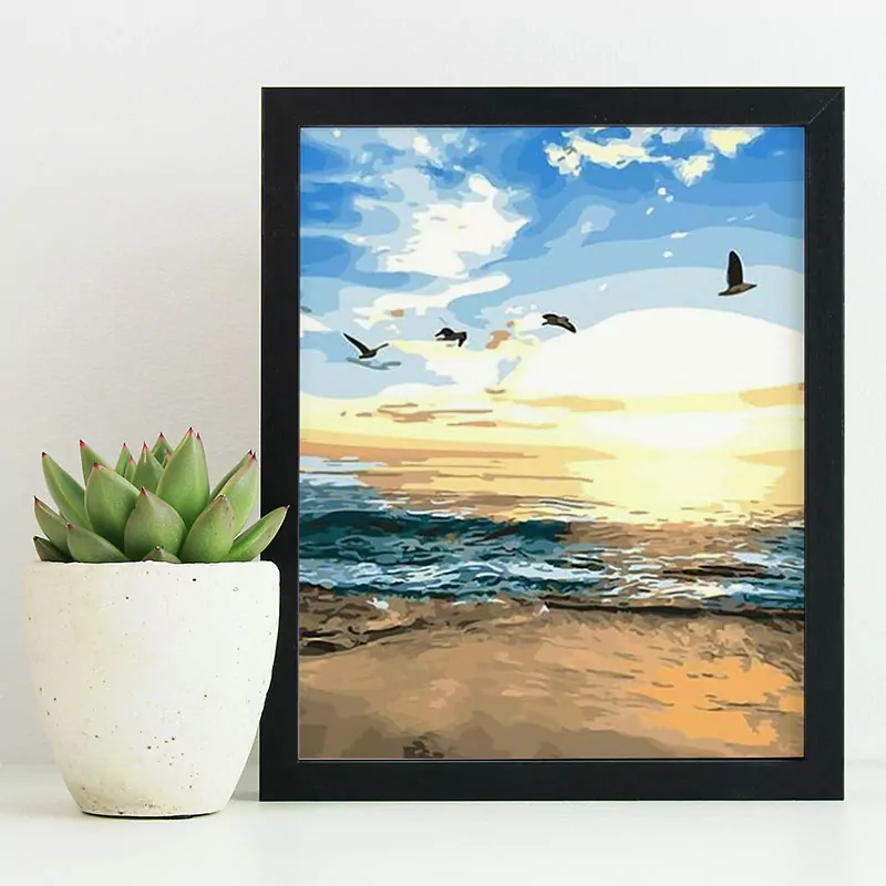 Birds Flying on the Beach