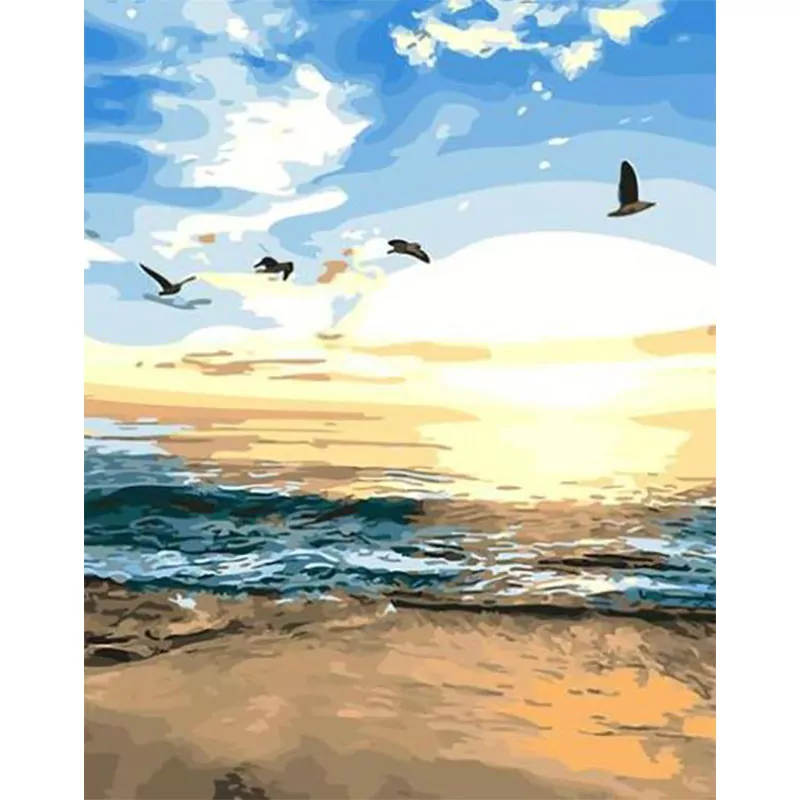 Birds Flying on the Beach