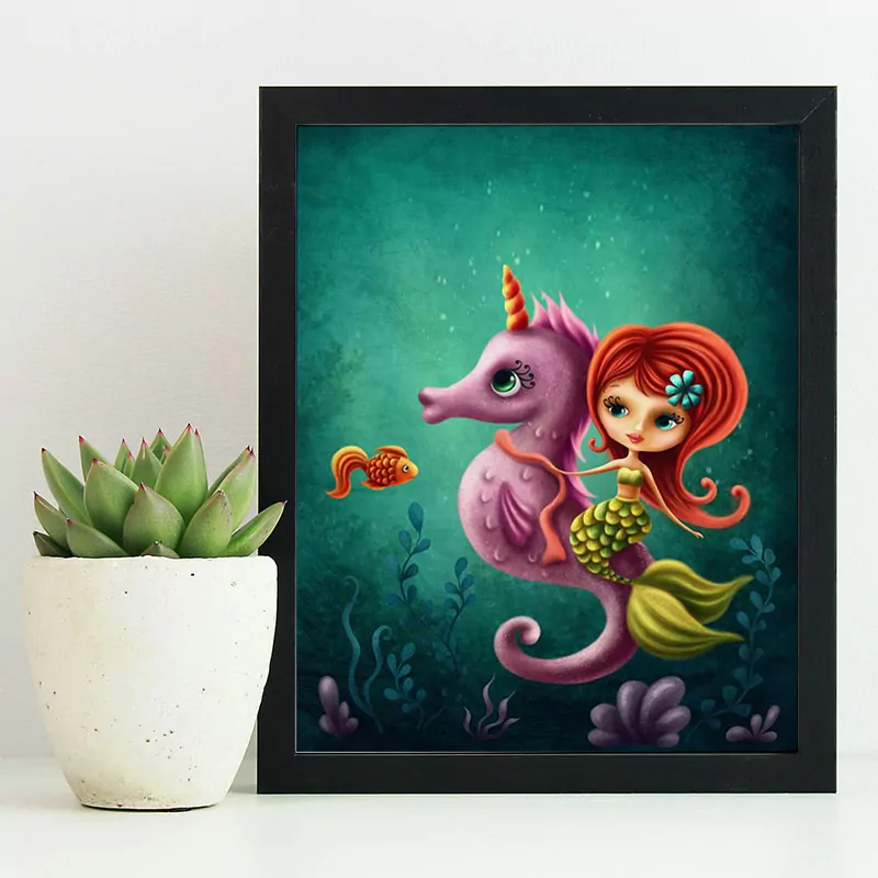 Beautiful Mermaid and a Seahorse