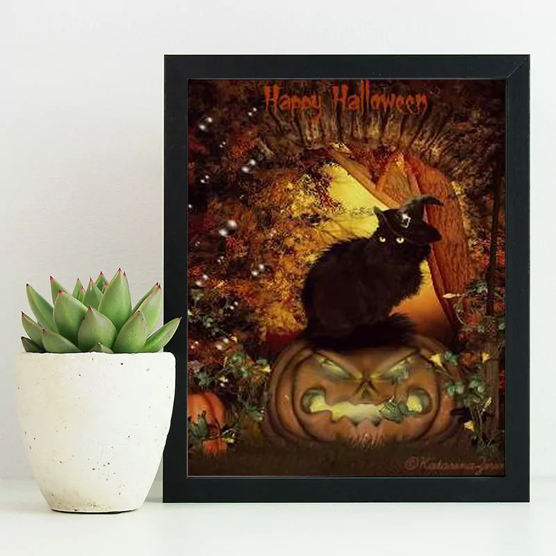 Scary Pumpkin and Black Cat
