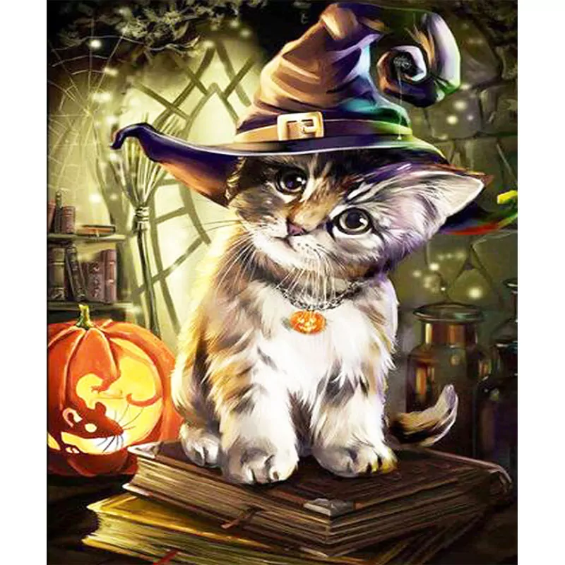 Cute Cat and Pumpkin