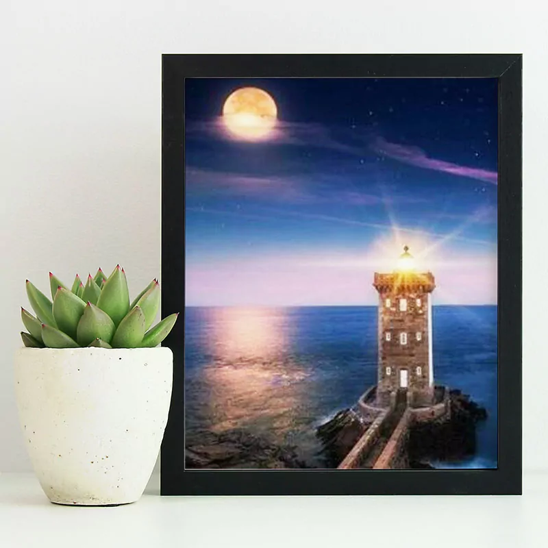 Amazing Lighthouse and the Moon