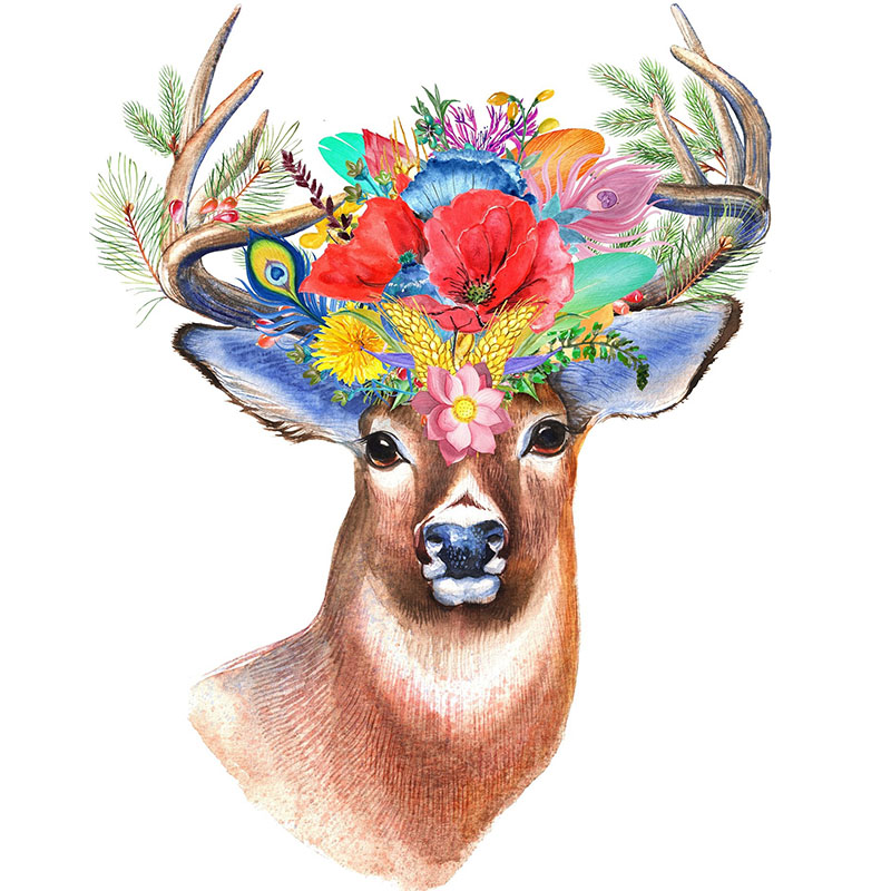 Reindeer and Flower Mosaic