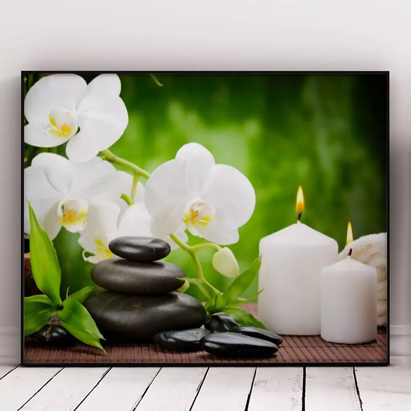 White Flower And Candle
