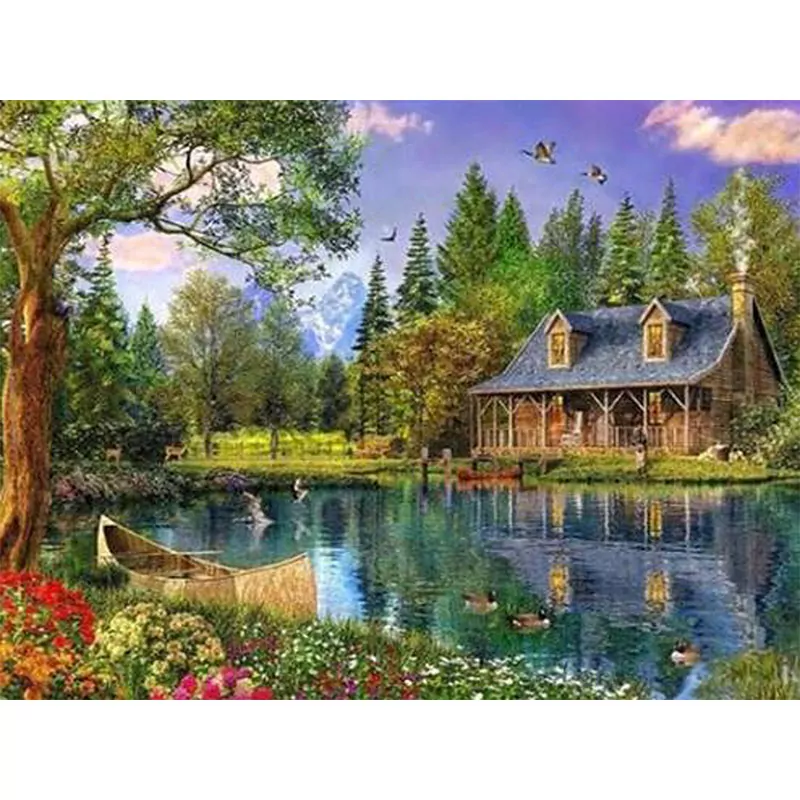 Beautiful House and Small Lake