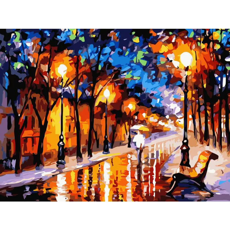 Abstract Woman is Walking on Road