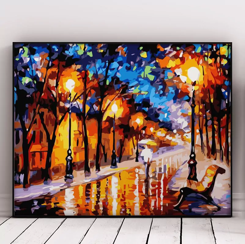 Abstract Woman is Walking on Road