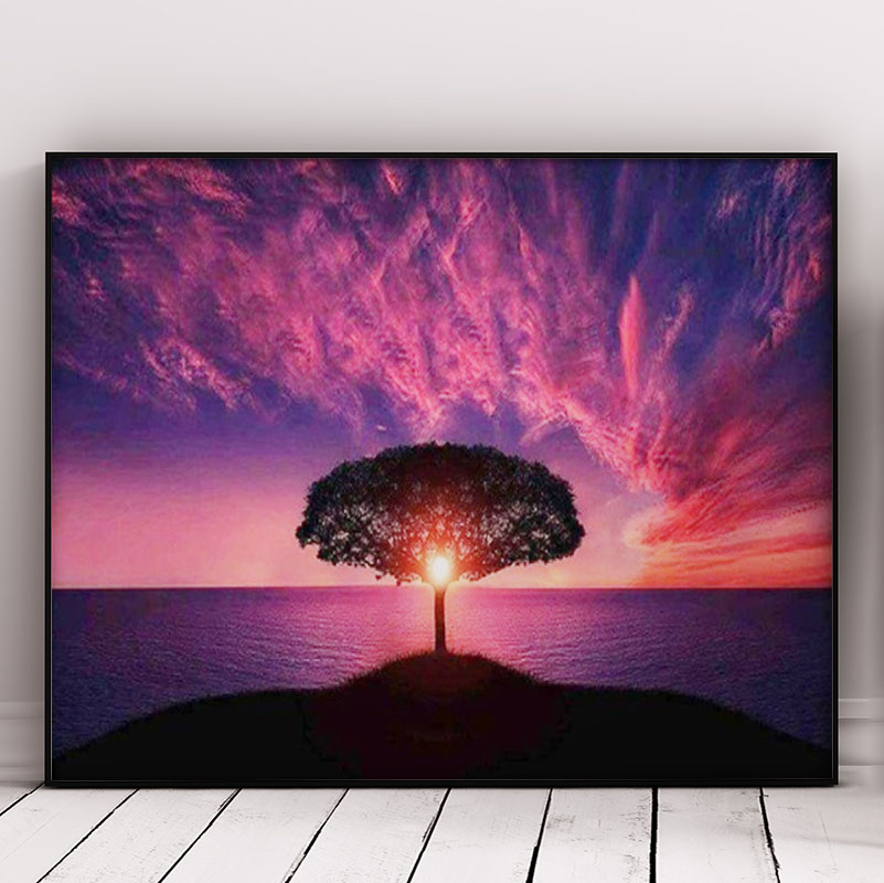 Purple Sunset with Tree