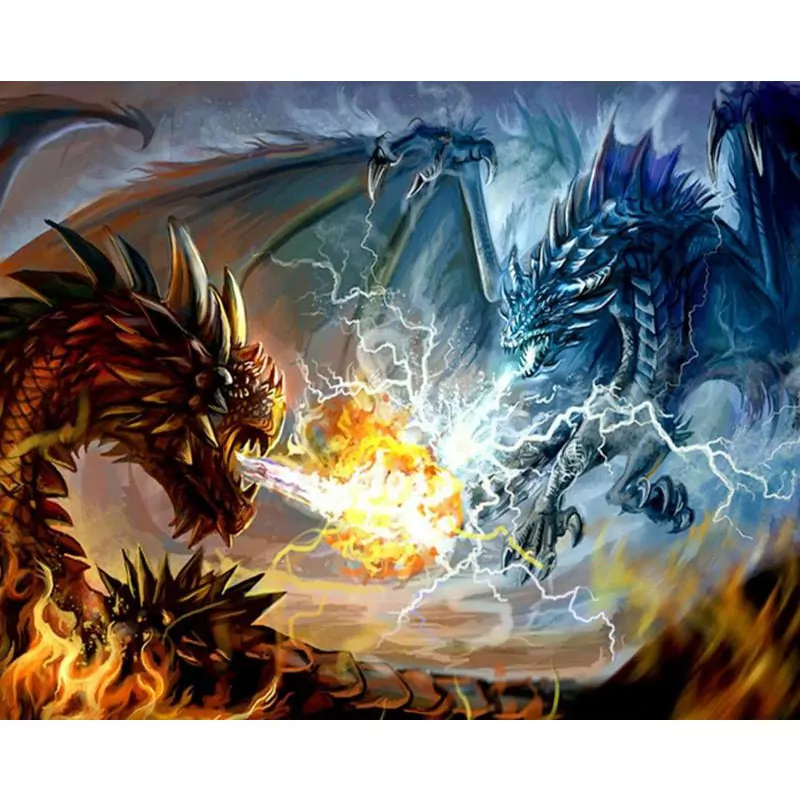 Angry White And Black Dragon