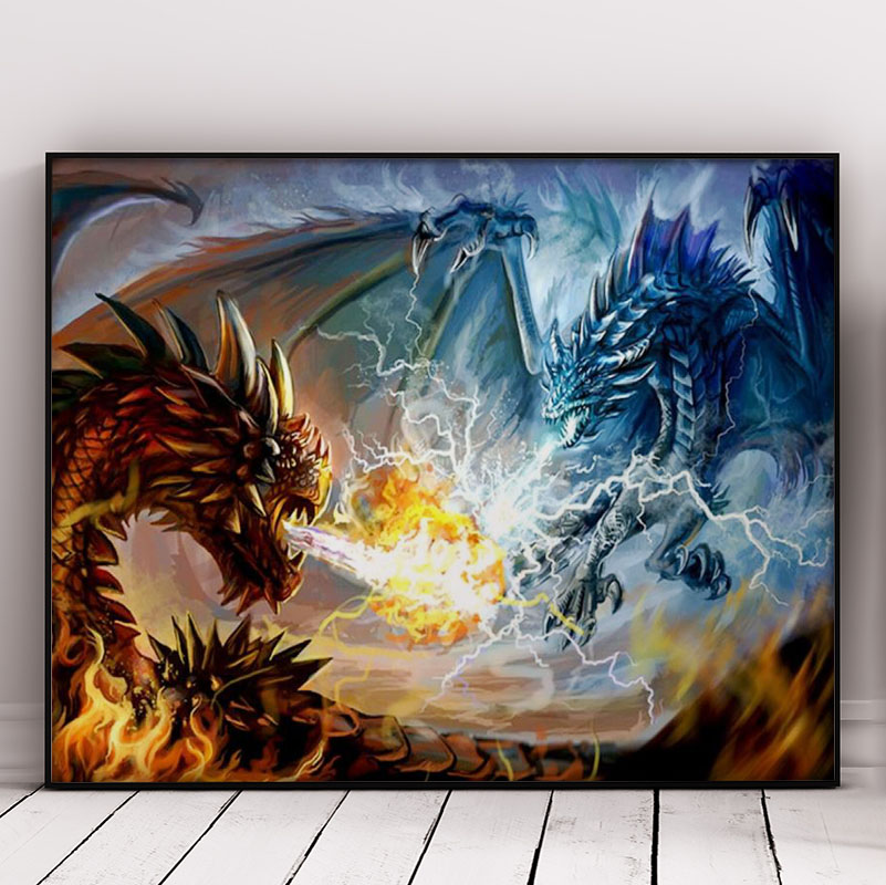 Angry White And Black Dragon