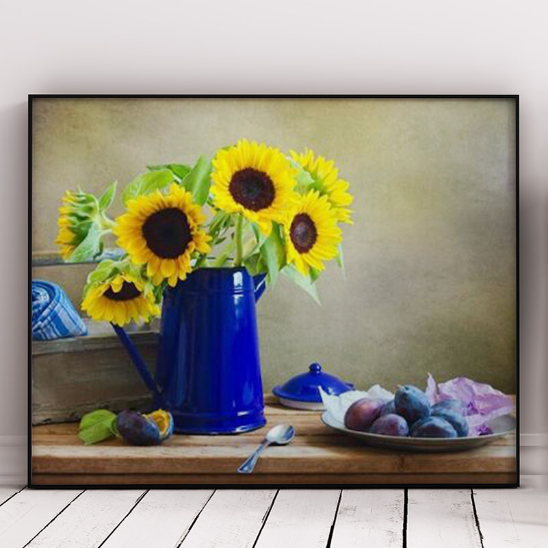 Yellow Flower in a Blue Vase