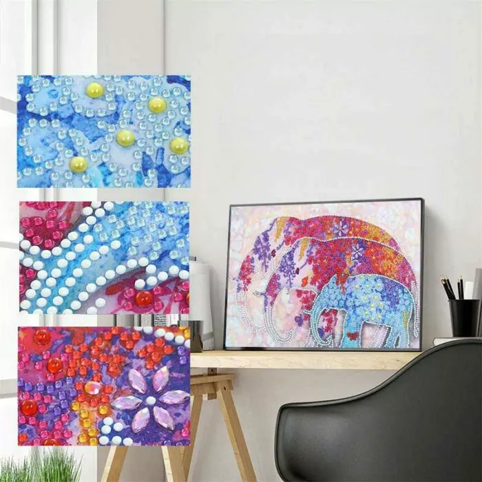 De Olifanten - Schitterende Diamanten Schilderij - Afbeelding 7