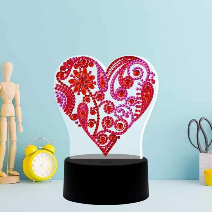 Hart - Diamant Schilderij Lamp - Afbeelding 5