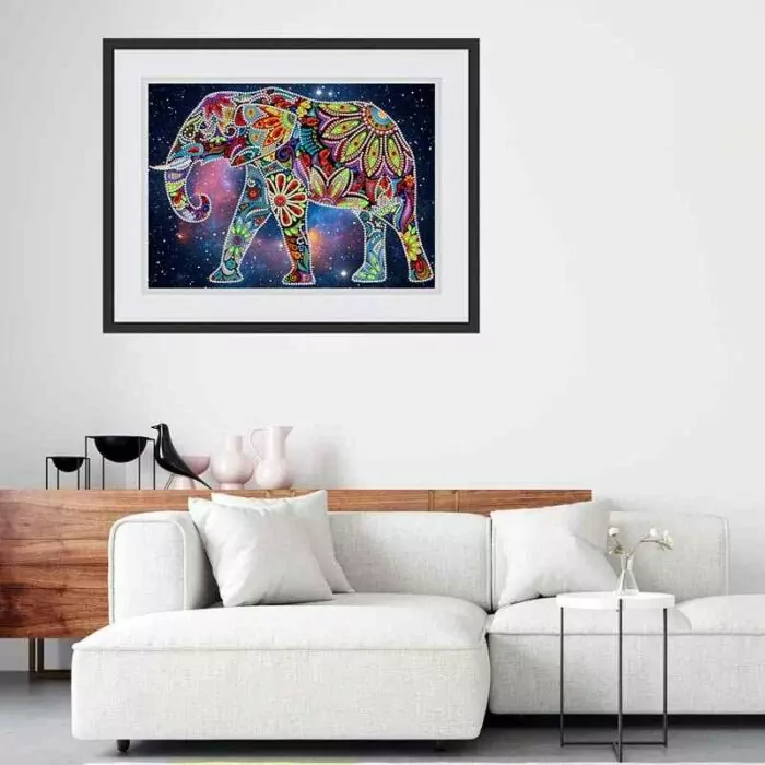 Olifant Mozaïek - Lichtgevende Diamant Schilderij - Afbeelding 5