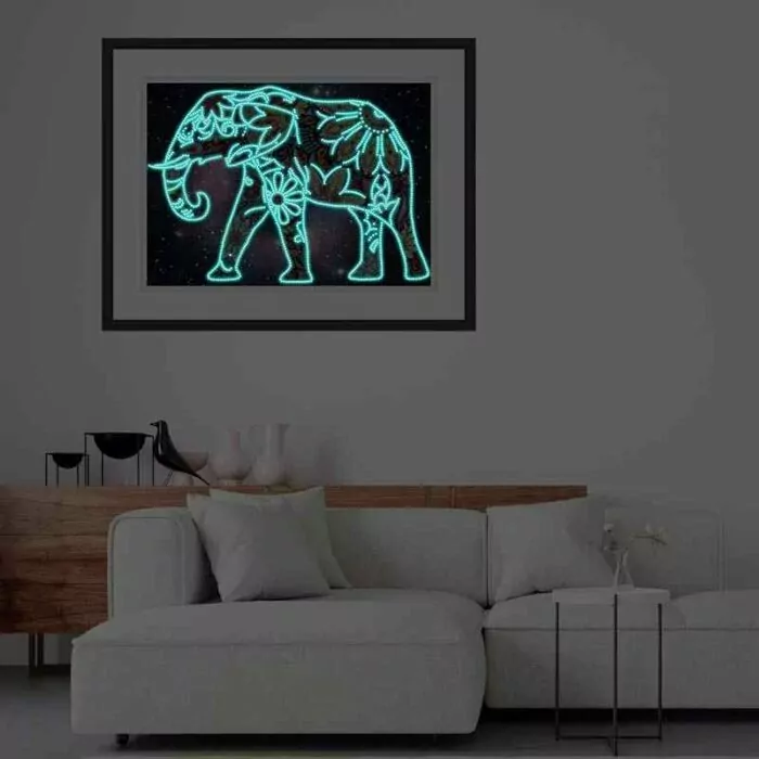 Olifant Mozaïek - Lichtgevende Diamant Schilderij - Afbeelding 6
