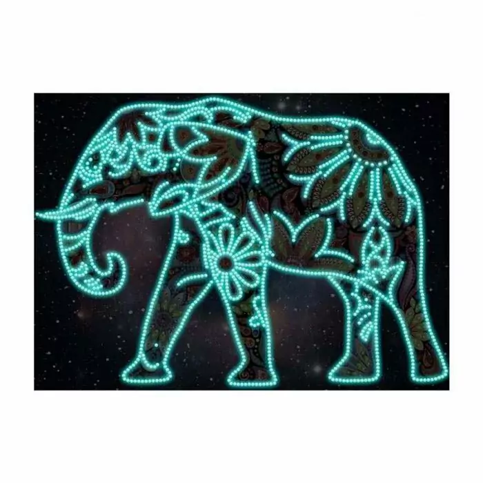 Olifant Mozaïek - Lichtgevende Diamant Schilderij - Afbeelding 3