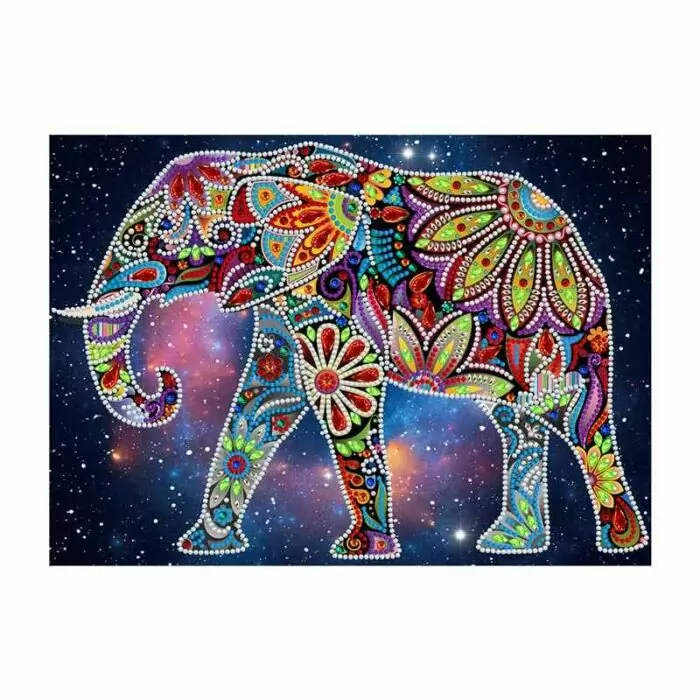Olifant Mozaïek - Lichtgevende Diamant Schilderij - Afbeelding 4