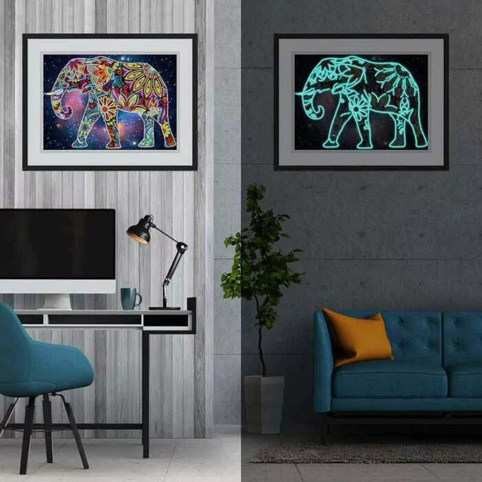 Olifant Mozaïek - Lichtgevende Diamant Schilderij - Afbeelding 7
