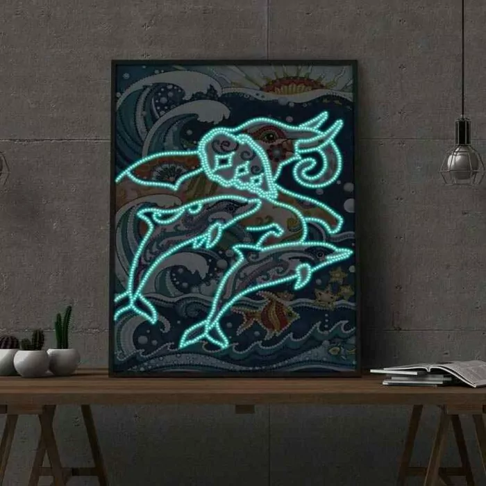 Olifant en walvis - Donkere gloed schilderij - Afbeelding 4