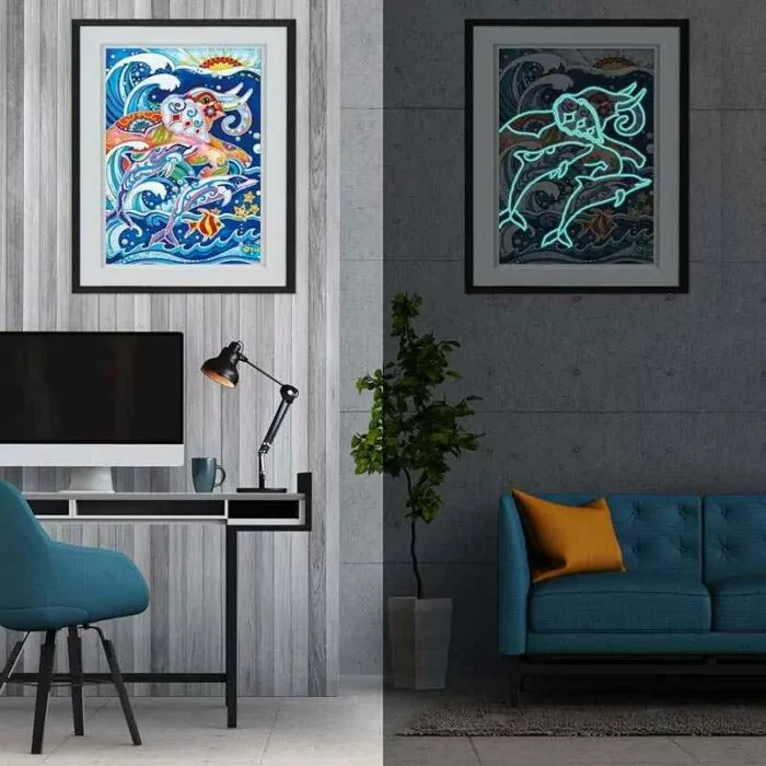 Olifant en walvis - Donkere gloed schilderij - Afbeelding 6