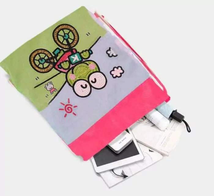 Kikker op Fiets - Diamond Art Tas - Afbeelding 7
