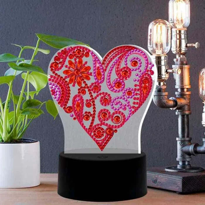 Hart - Diamant Schilderij Lamp - Afbeelding 8