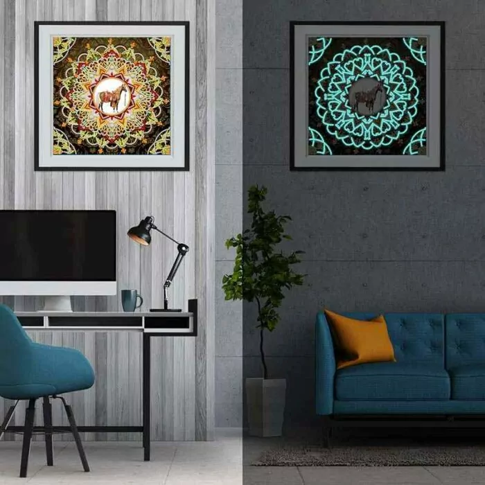 Paard Mandala kunst - Glow in Dark - Afbeelding 7