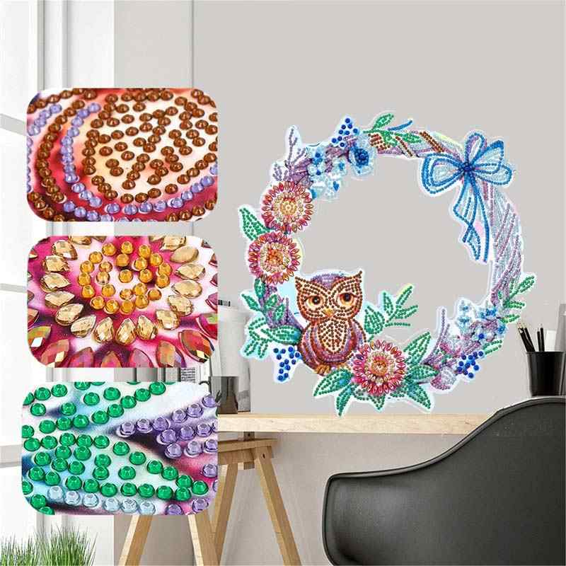 Owl and Flowers - Diamond Painting Wreath