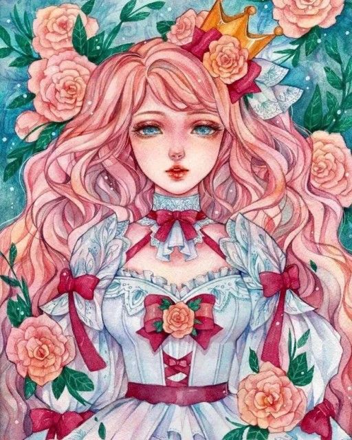 Beautiful Fantasy Girl and Flowers