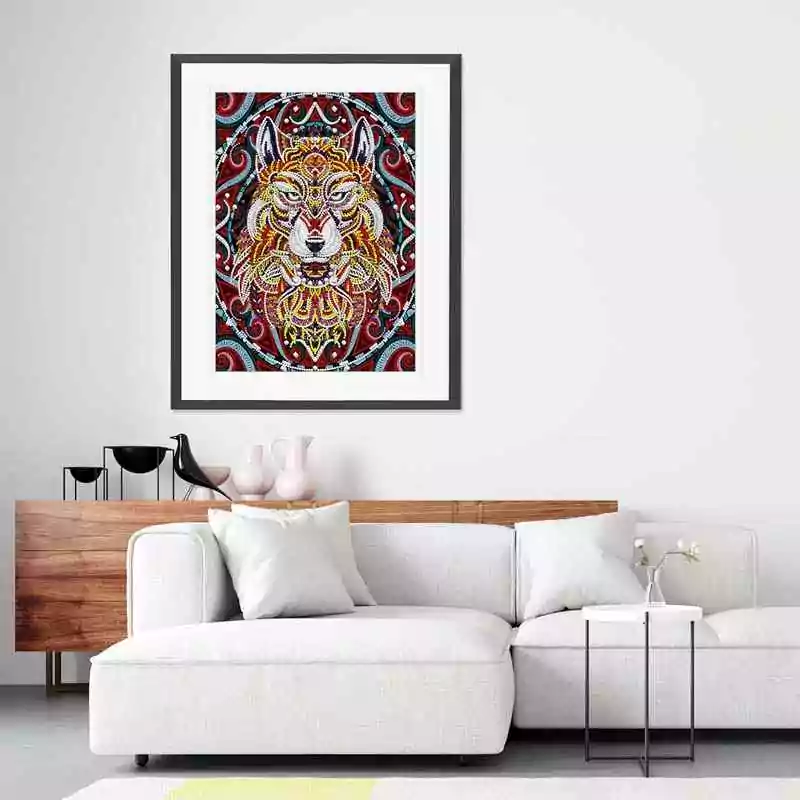 Lichtgevende Wolf Diamant Schilderij - Afbeelding 5