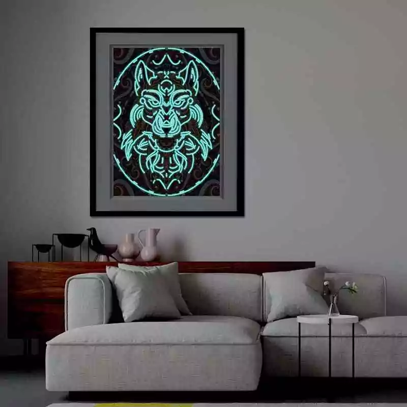 Lichtgevende Wolf Diamant Schilderij - Afbeelding 6