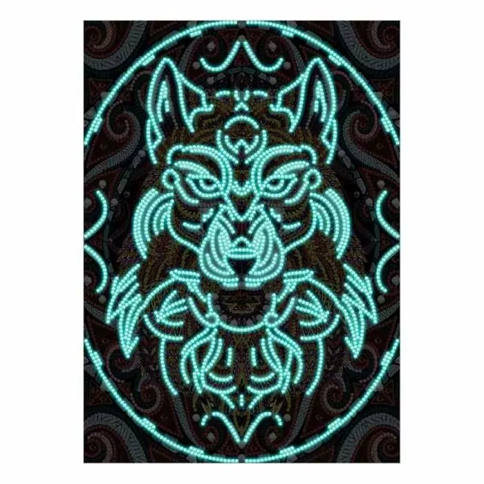 Lichtgevende Wolf Diamant Schilderij - Afbeelding 3