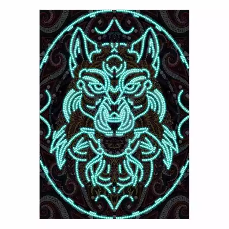 Lichtgevende Wolf Diamant Schilderij - Afbeelding 3