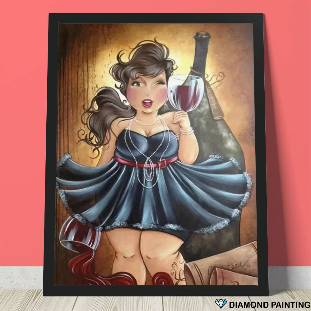 Plump woman enjoying a drink