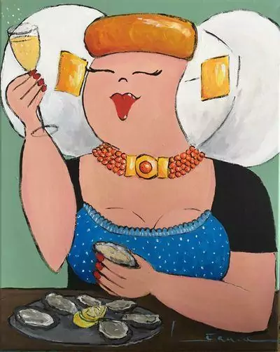 Fat lady in traditional dress