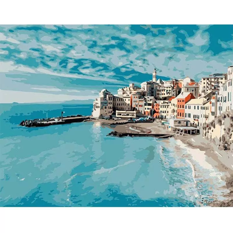 Blauw strand en stad - Afbeelding 2
