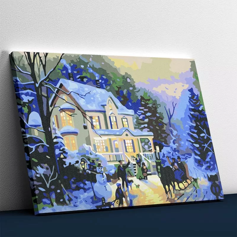 Mooi huis in de sneeuw