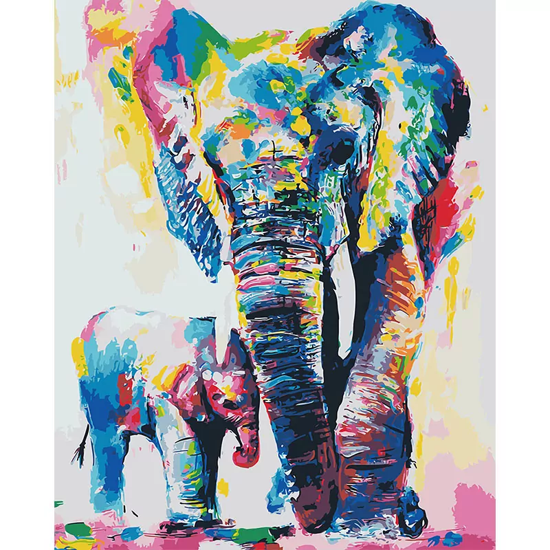 Abstracte olifant met kalf - Afbeelding 2