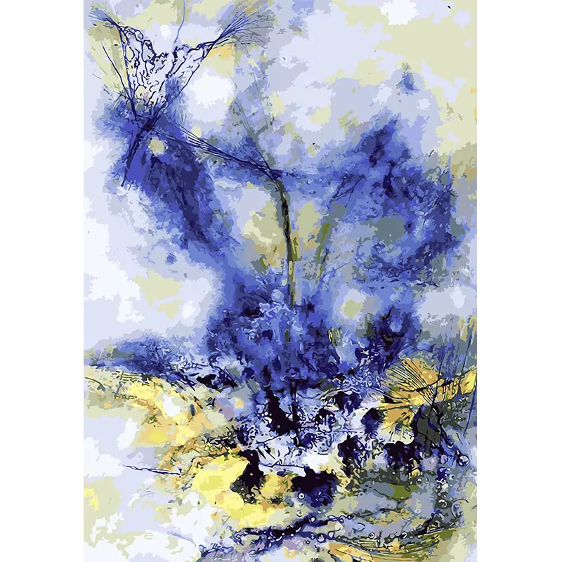 Blauwe abstracte moderne kunst - Afbeelding 2