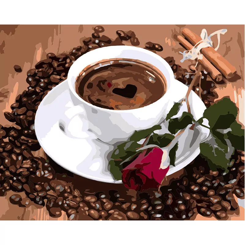 Koffiekopje en roos - Afbeelding 2
